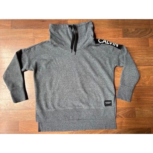 Womens Calvin Klein Performance Sweatshirt Shirt MED Cowl Neck Fleece Lined EUC - Picture 1 of 9